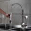 Robinet d'évier de cuisine avec douchette amovible, placage nickel brossé, poignée simple, robinet de style contemporain, tête de jet, remplisseur en céramique, pour éviers