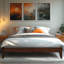 Lit plateforme en bois massif Mervyn sans tête de lit, base de lit moderne de style Mid-Century, lit en bois de taille grand lit compatible avec tous les matelas, aucun sommier requis, assemblage facile, chocolat-1972287431-1972287429