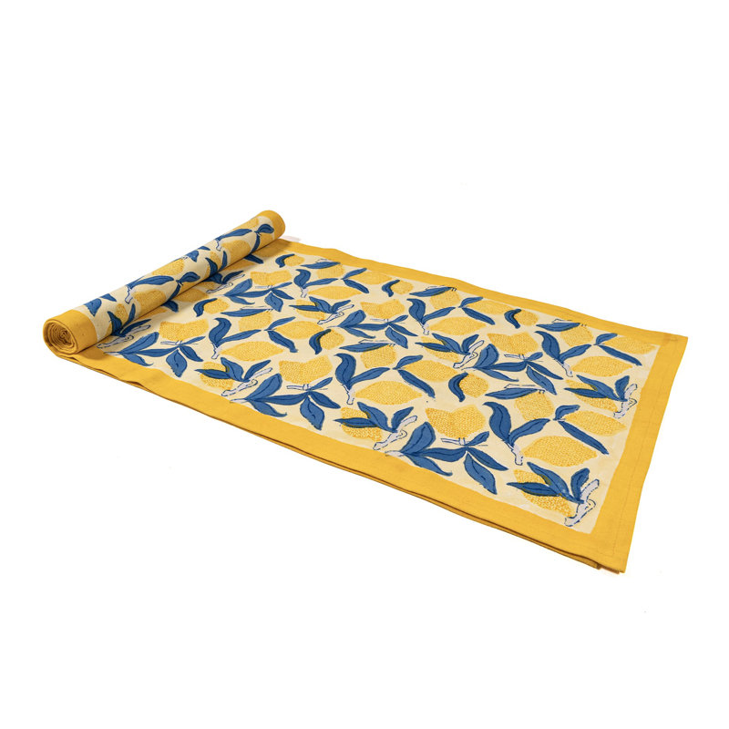 Lemon Tree Handmade Floral Table Runnner, 90" W x 16" L