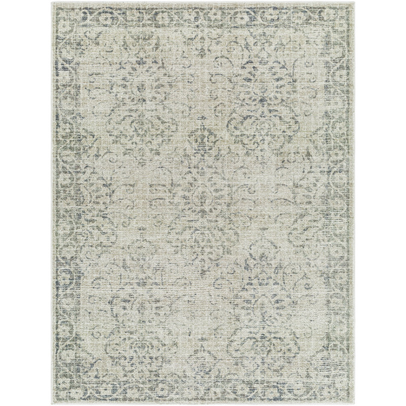 Goshay Sterling Grey Machine Washable Area Rug, Rectangle 2'8" x 4'