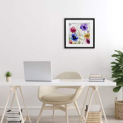 Modern Spring Garden Flowers Framed Print Under Glass, design by Sasha