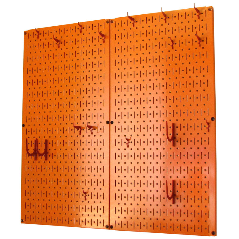 Metal Rectangle Wall Mounted Pot Rack, Orange / Red