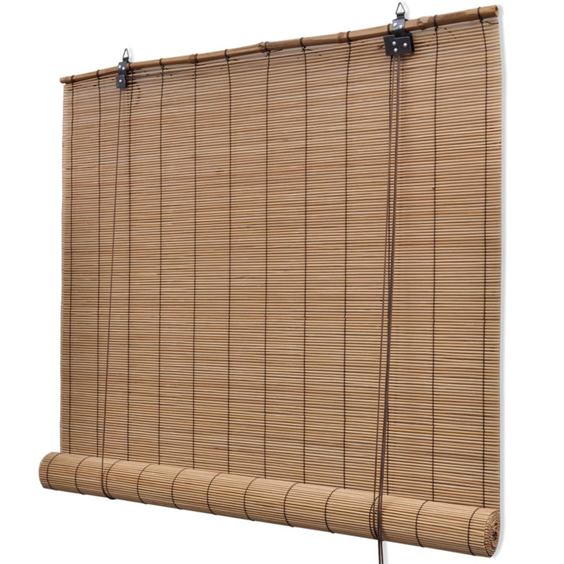 Blackout Bamboo Roll-Up Blind, 100cm W x 220cm L, Brown