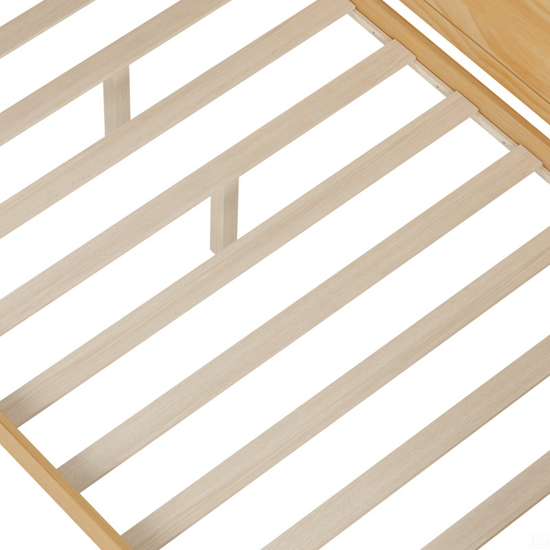 Lit de jour double en bois avec tablettes de rangement, lit multifonctionnel avec lit gigogne simple, Brun