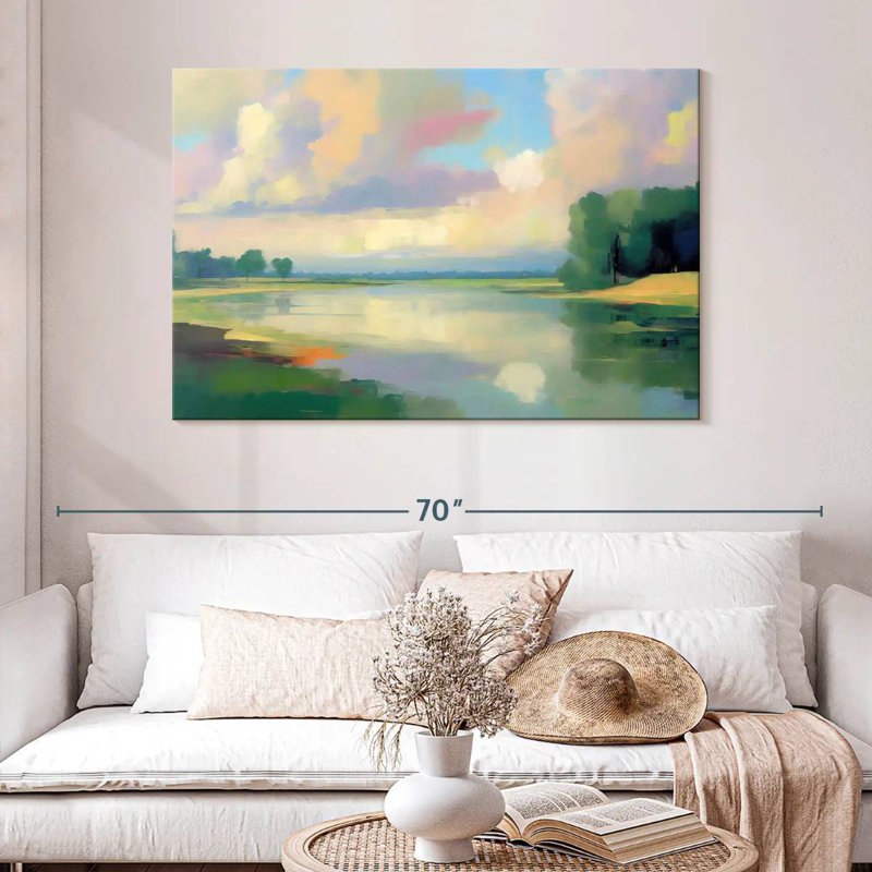 Paysage abstrait de la rivière Alvord Pastel, H 32 po x l 48 po