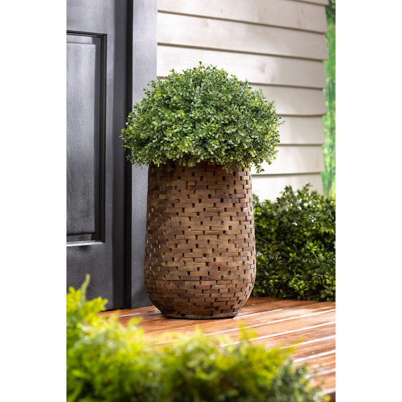 Pot à fleurs intérieur / extérieur en bois d'acacia recyclé, H 17,71 po x l 12,59 po x P 12,59 po