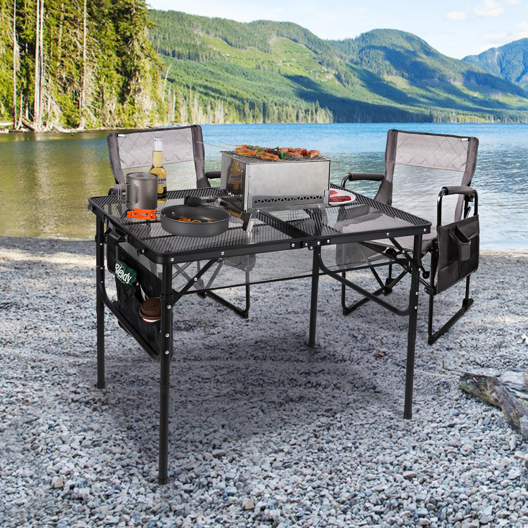 BOJUNTAN Folding Grill Table,Aluminum Portable Grill Stand Table For ...