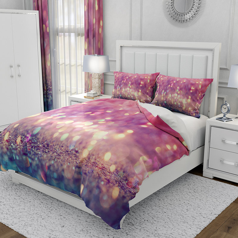Ensemble de housse de couette et insert 3 pièces en microfibre mauve, Housse de couette de très grande taille + 2 taies