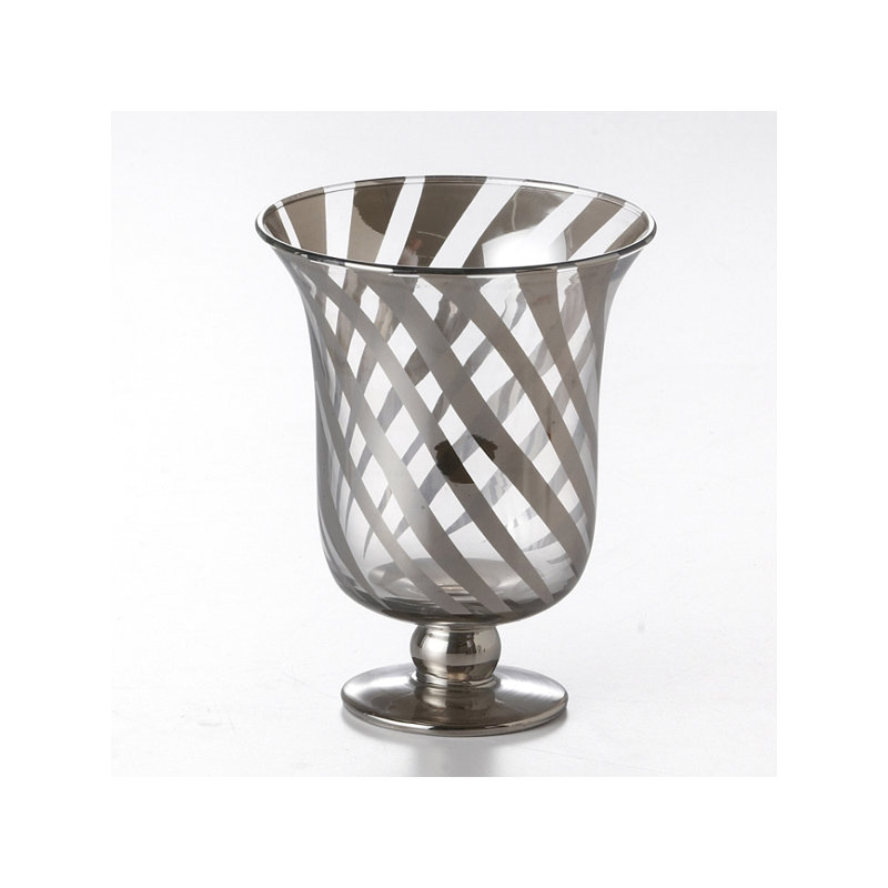 Chandelles en verre rayé, H 8 po x l 6,5 po x P 6,5 po