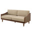 Canapé 3 places de style Mid-Century avec revêtement en chenille et accents en rotin