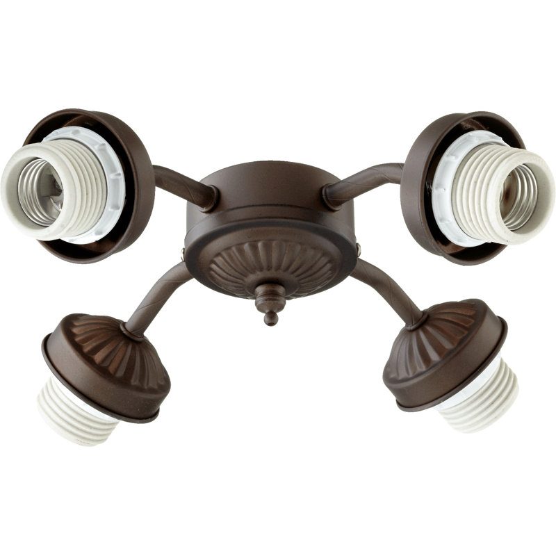 Ventilateur de plafond 4 lumières, Fluorescent, Bronze huilé
