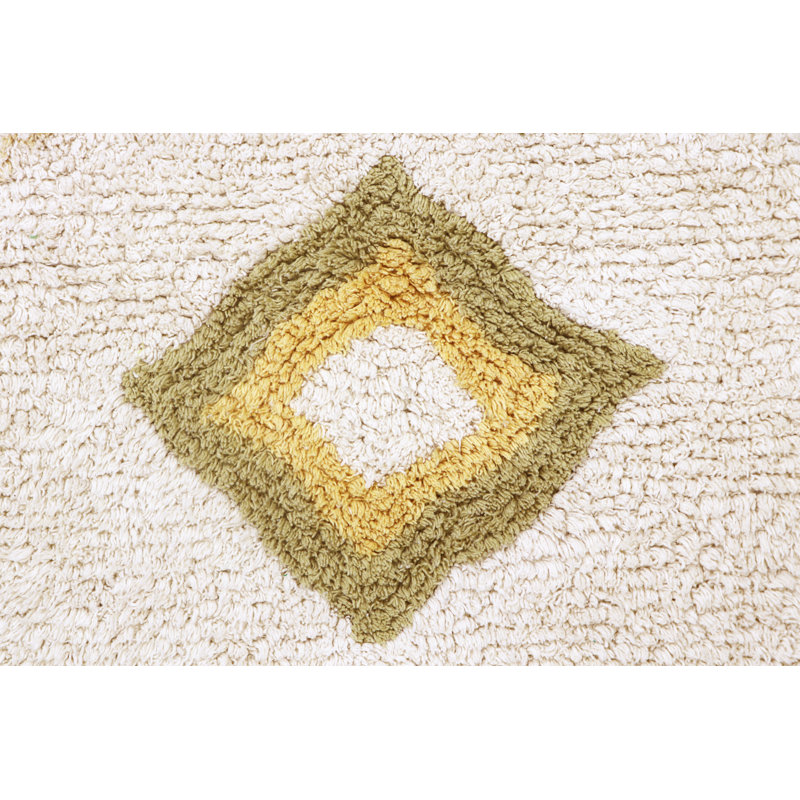 Kaarol Earth Cotton Moroccan Area Rug in Olive/Soil Brown/Ivory, Rectangle 4'7" x 6'7"