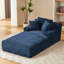 Chaise longue surdimensionnée en velours côtelé bleu, siège simple, sans assemblage, ensemble de ressorts, ergonomique pour la détente au bureau et à la maison - Chaise d'assemblage, ergonomique, décoration de salon