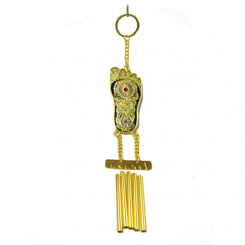Sonnette d’éolienne à 5 tiges Buddha foot, Doré