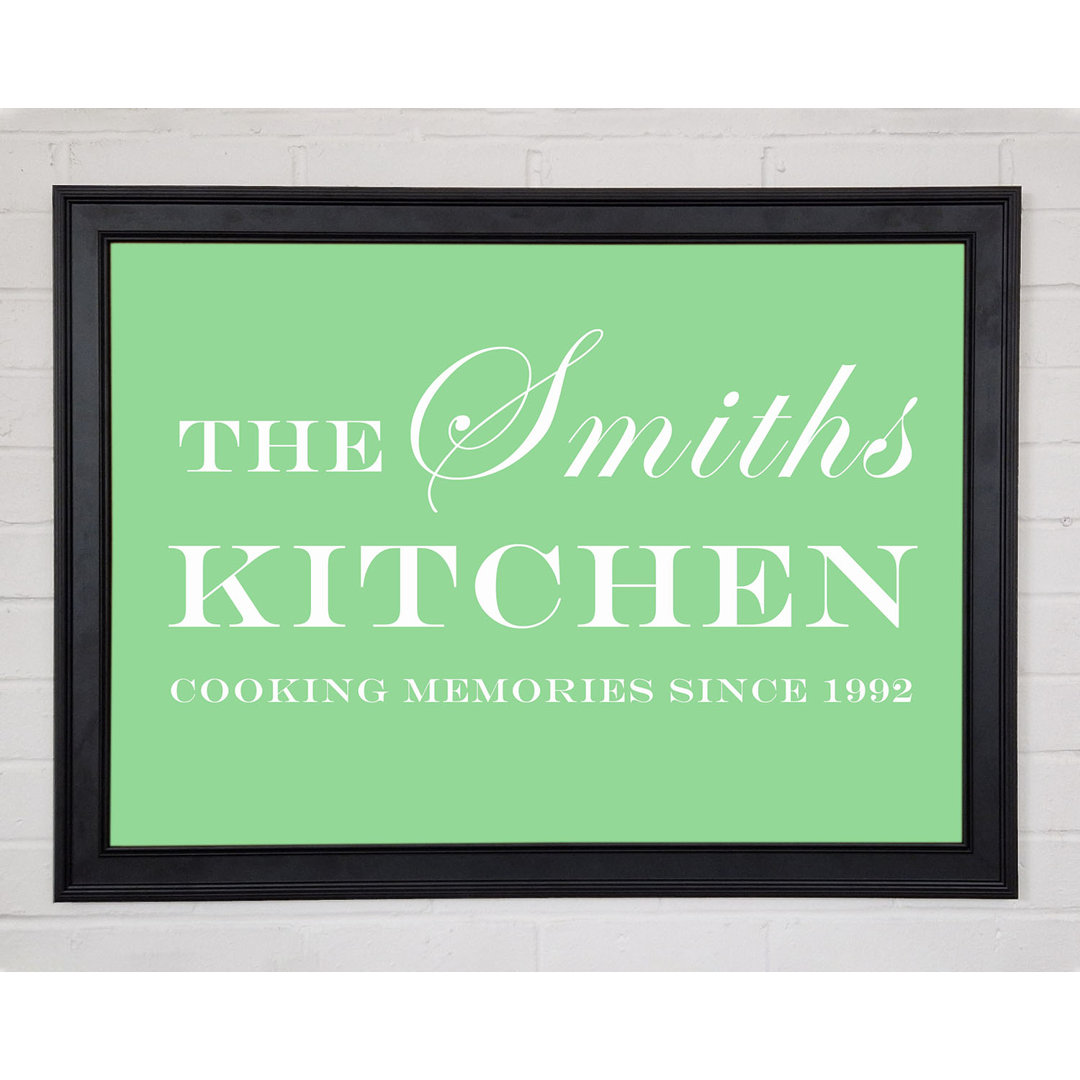 Kitchen Quote Your Family Name And Date Kitchen Green Framed Print