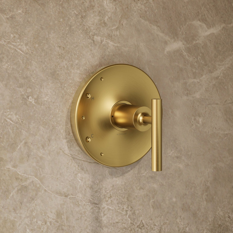 Kohler Purist® Rite-Temp Shower Valve Trim with Lever Handle, Less Showerhead, Vibrant Brushed Moderne Brass