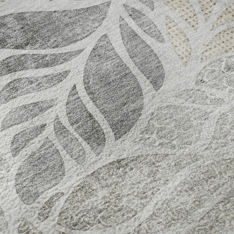 Premium Machine Washable Cerrito AMF198 Fog 1'8" x 2'6" Rug, Rectangle 3' x 5'