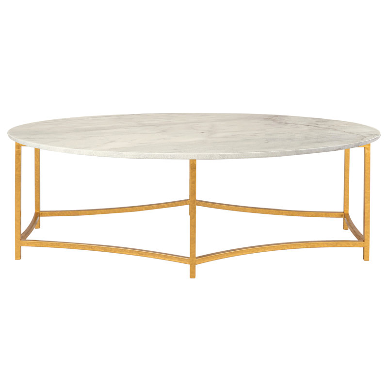 Megan Frame 1 Coffee Table, Carrera Marble, Gold