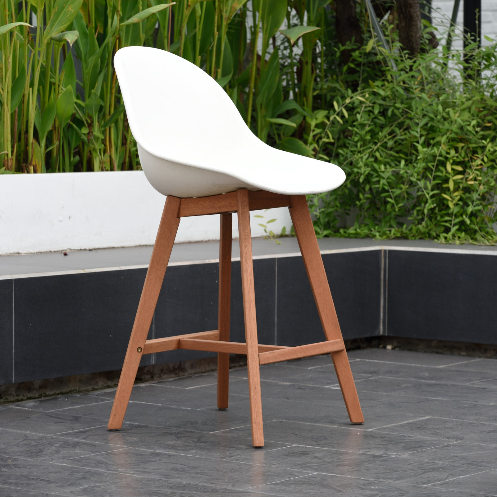 Rafael 40.5'' Eucalyptus Outdoor Bar Stool, Brown