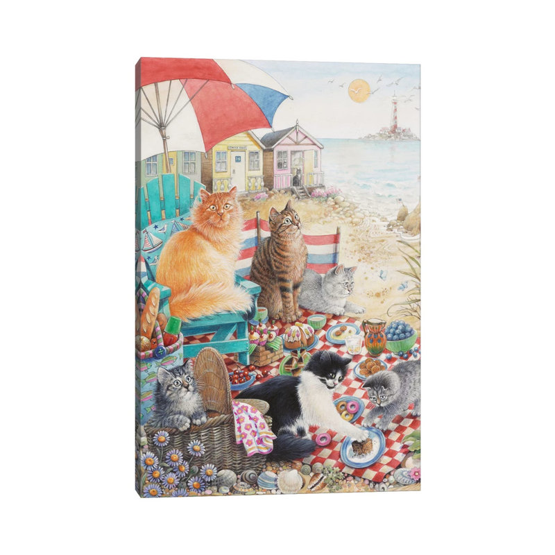 Summer Picnic With Dandelion Zelly And Mumu by Ivory Cats - Wrapped Canvas Painting, 66.04 cm H x 45.72 cm W x 3.175 cm D