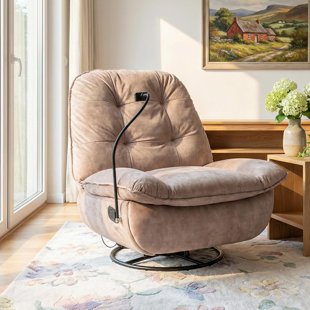 Velvet 360° Swivel Recliner Chair Oversized with Mobile Phone Holder