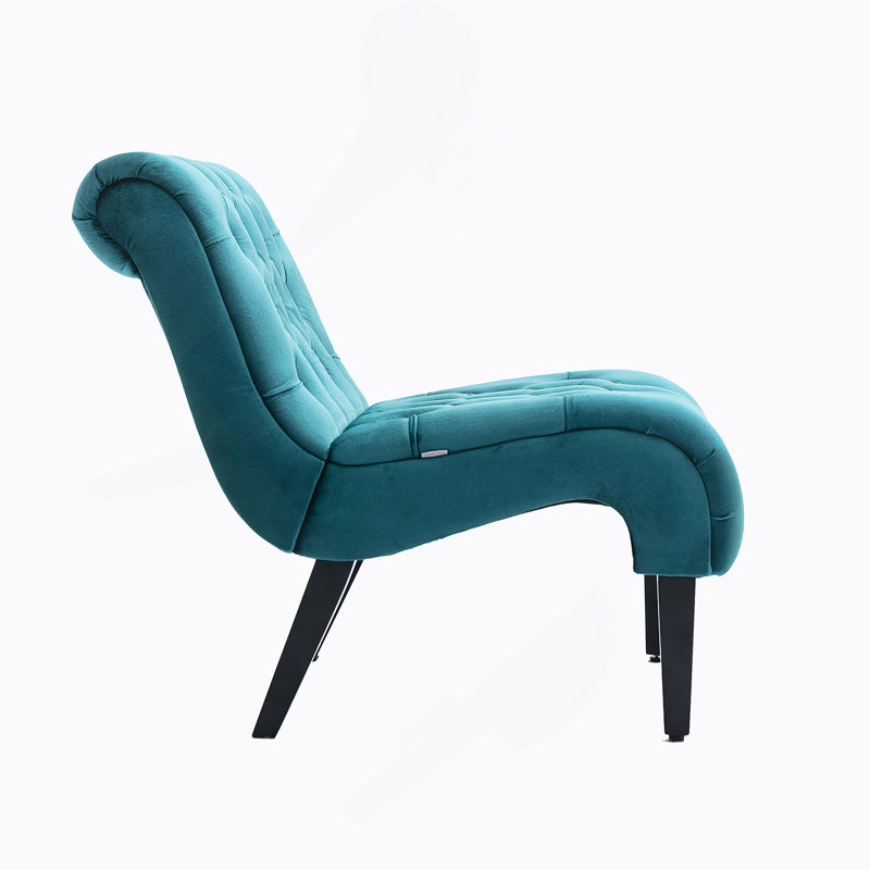 Comfortable Velvet Armless Accent Chair For Various Rooms, Enhancing Interior Style, Teal