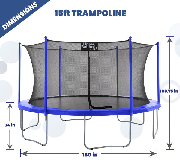 15' Round Backyard Trampoline with Safety Enclosure