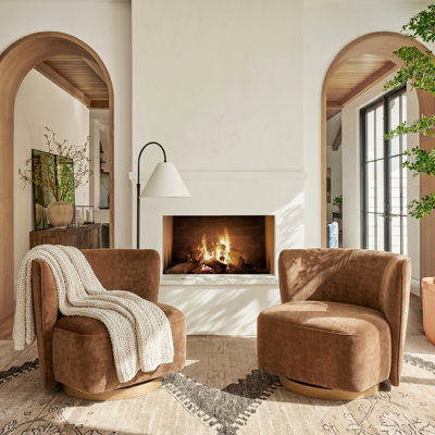 Maris 31" W Modern Boucle Upholstered  Wingback Swivel Barrel Chair with Fully Assembled