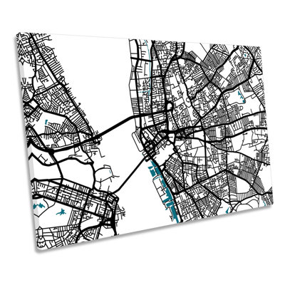 Liverpool Map City Minimalistic Modern - Wrapped Canvas Print