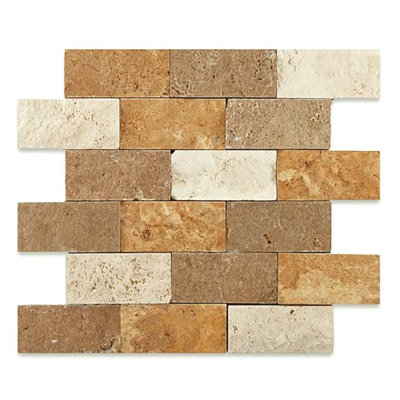 Carrelage mural mosaïque mixte en travertin mixte 2x4 po