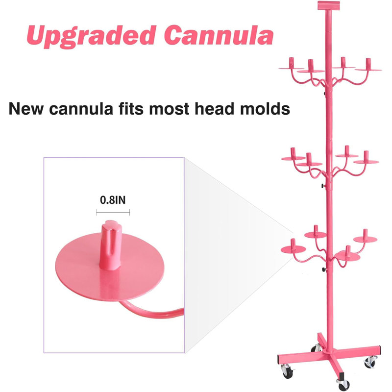 Wig Holder Head For 12-heads Wig Stand Styling Storage, Multiple Wigs Display With 23in Mannequin Heads Tripod Metal Wig Organizer Storage Shelving Rack 
