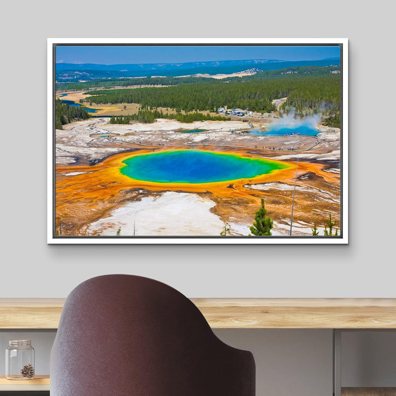 Grand paysage prismatique au parc national de Yellowstone, photographie de paysage naturel, Cadre flottant blanc