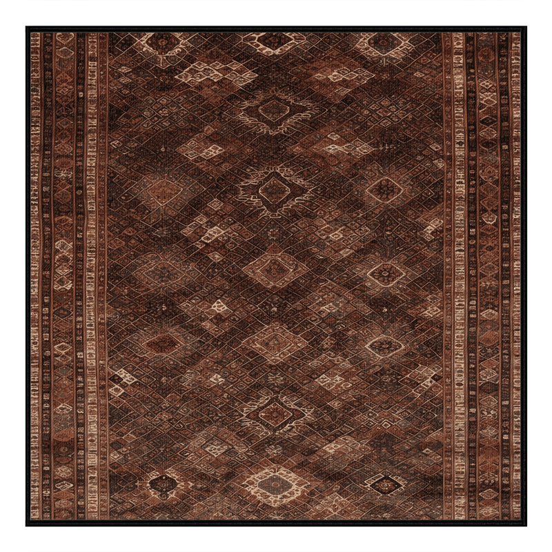 Tapis brun lavable à la machine, Carré 8 pi