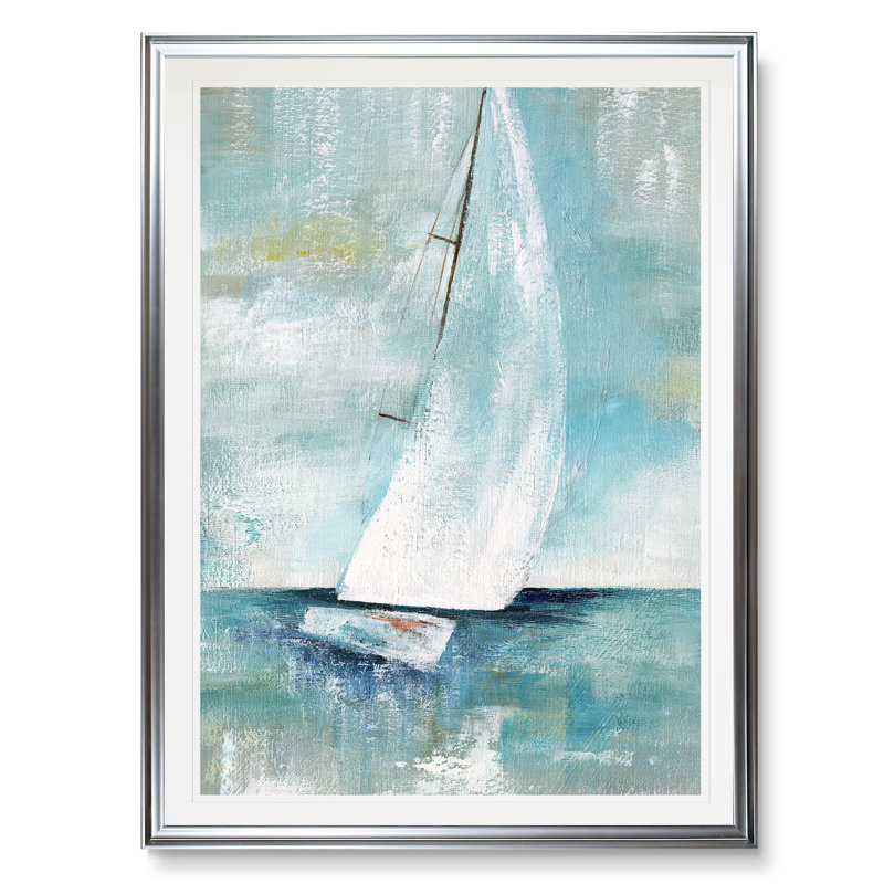 « out voilier »-impression sur toile, H 24 po x l 20 po x P 1,5 po, Cadre argenté