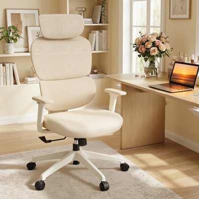 Ergonomic Mesh Task Chair, High Back Office Chair with 3-Level Recline Lock, Task Chair with Adjustable Headrest & Armrest & Backrest, Lumbar Support, and Retractable Footstool