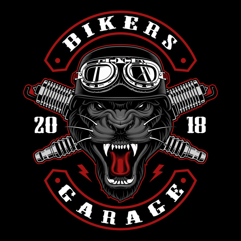 Bikers Garage Symbol - Wrapped Canvas Print, 122cm H x 122cm W x 3.8cm D