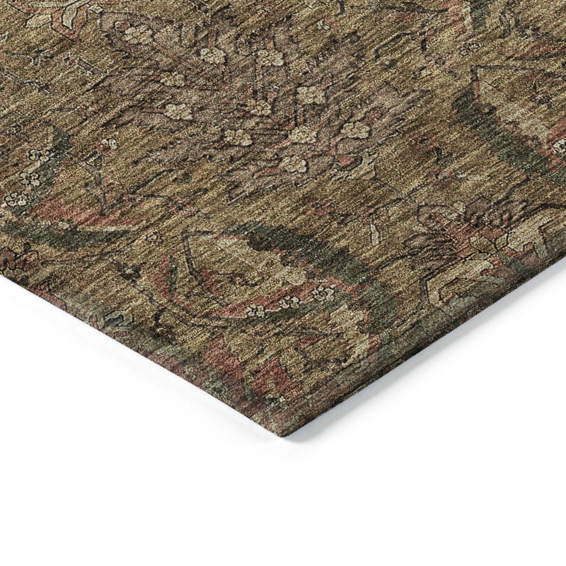 Brown Synthetic Flat Woven Rectangular Washable Area Rug