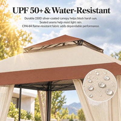 Tente de jardin pliable instantanée de 4 m x 4 m avec moustiquaire