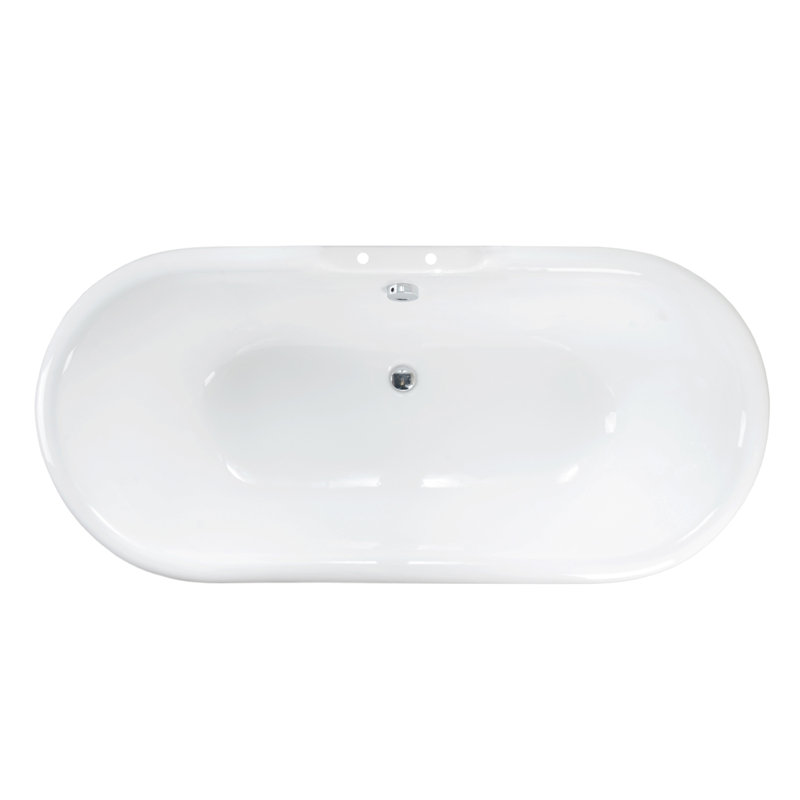 68'' x 30'' Freestanding Soaking Cast Iron Bathtub with Faucet, Copper