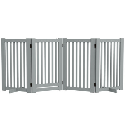 Free Standing Wooden Pet Gate with Open Door 4 Panel