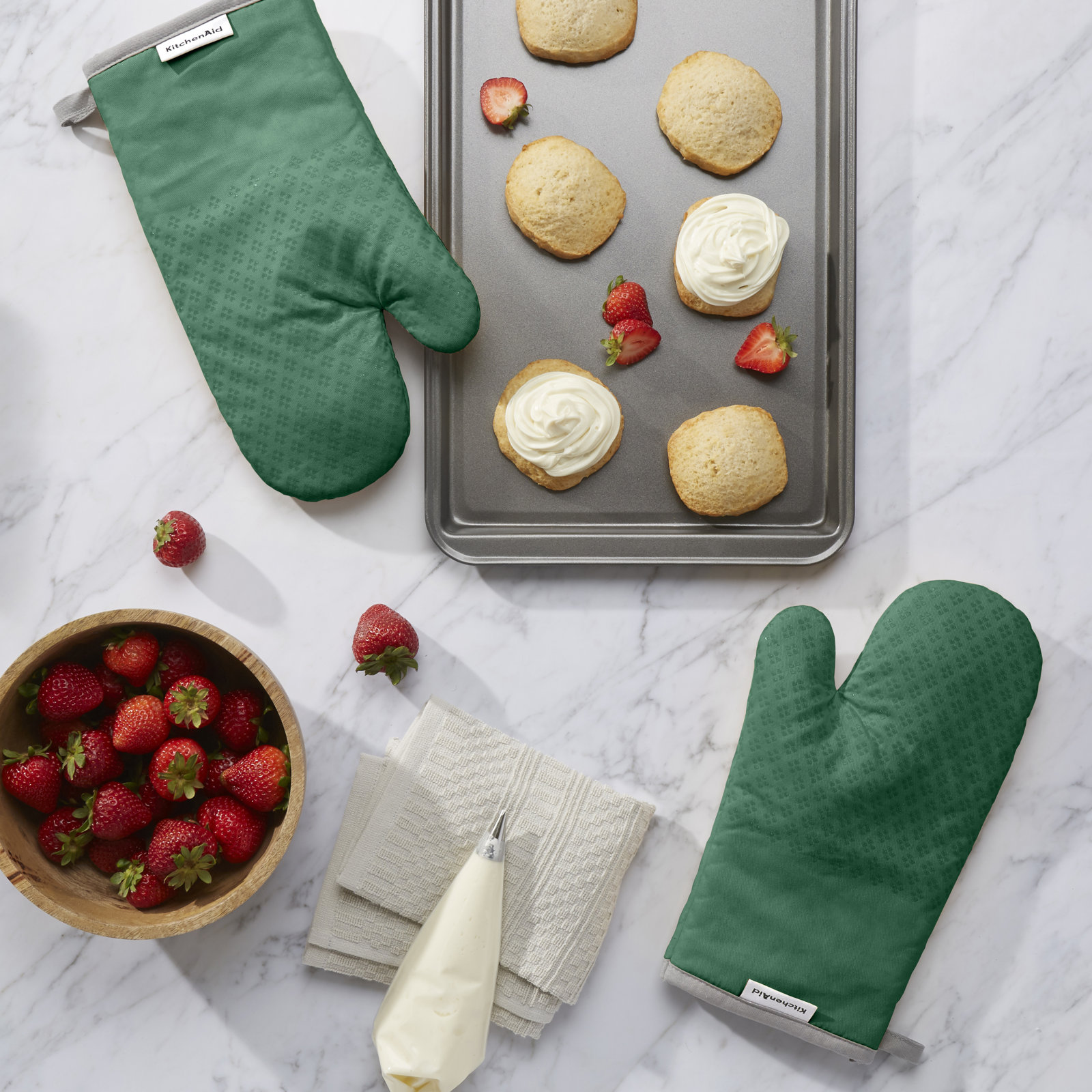 KitchenAid Asteroid Solid Textured Oven Mitt, Dark Green