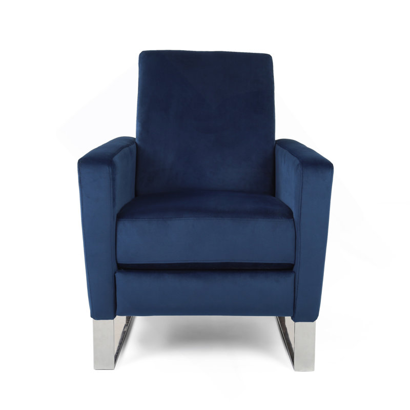 Arvin Push Back High Metal Leg Recliner, Blue