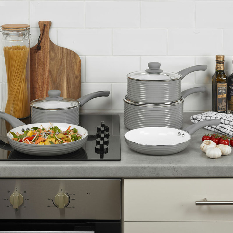 Damauni 8 - Piece Aluminum Cookware Set, Grey