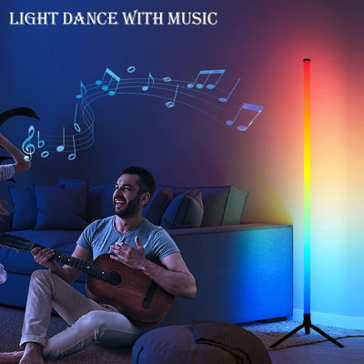 Lampe sur pied d'angle à DEL à intensité variable, lampe à changement de couleur à 360° avec application Bluetooth, télécommande, minuterie, synchronisation musicale, éclairage d'ambiance, pour salon, chambre ou salle de jeux