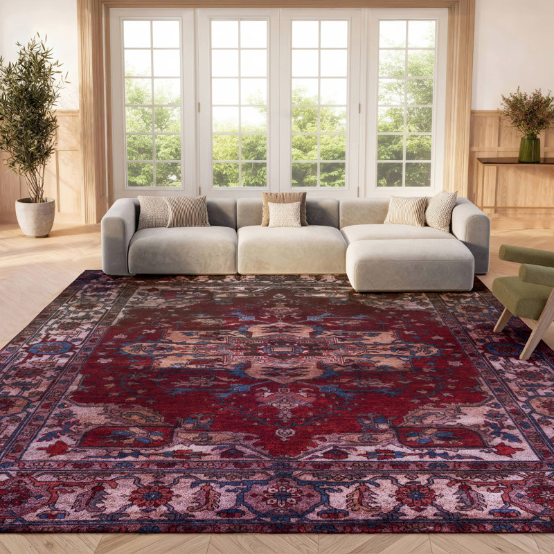 Tapis oriental rouge / beige Sonia, Rectangulaire 8 pi x 10 pi
