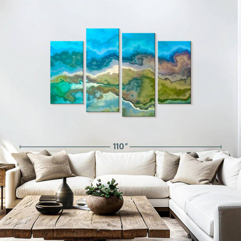 Avery Wavescape bleu et vert, H 48 po x l 75 po