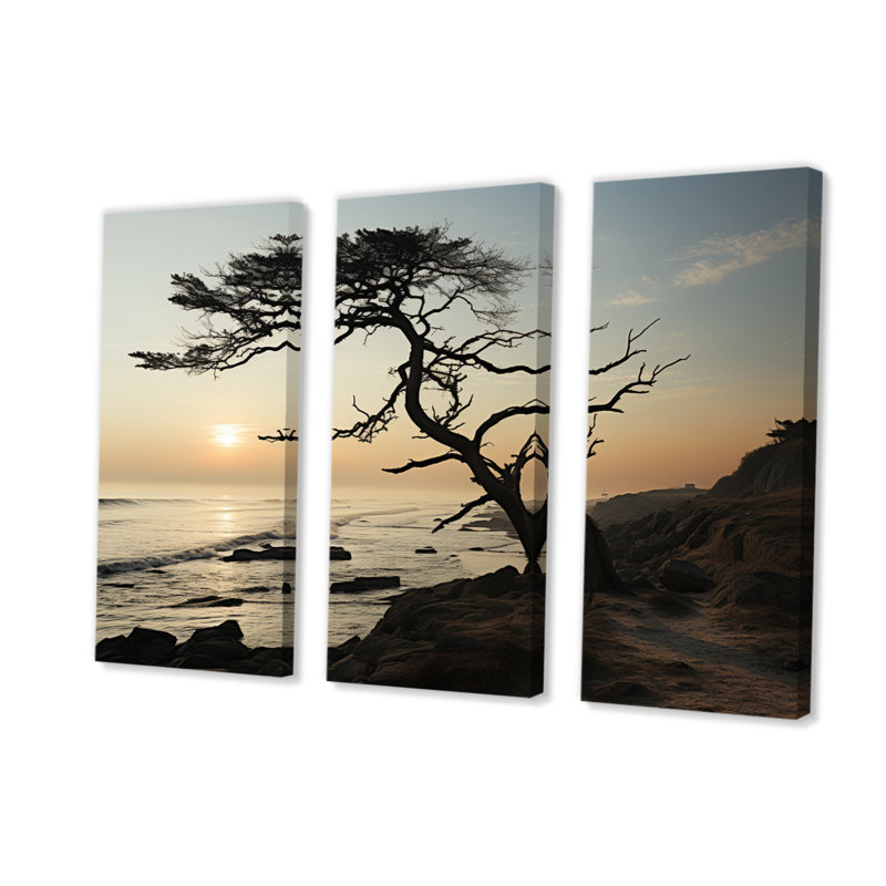 «Tree Beachside Harmony I» sur toile, reproduction de 3 pièces, H 40 po x l 60 po x P 1 po