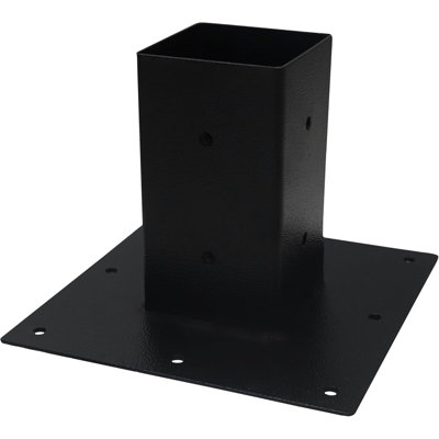 Fevtech - Base de poteau 4 x 4 - Base de poteau robuste en acier au carbone 4 x 4 pour sol en béton et terre - Plaque de fixation de boîte aux lettres pour poteau de boîte aux lettres, terrasse, porche et support de balustrade