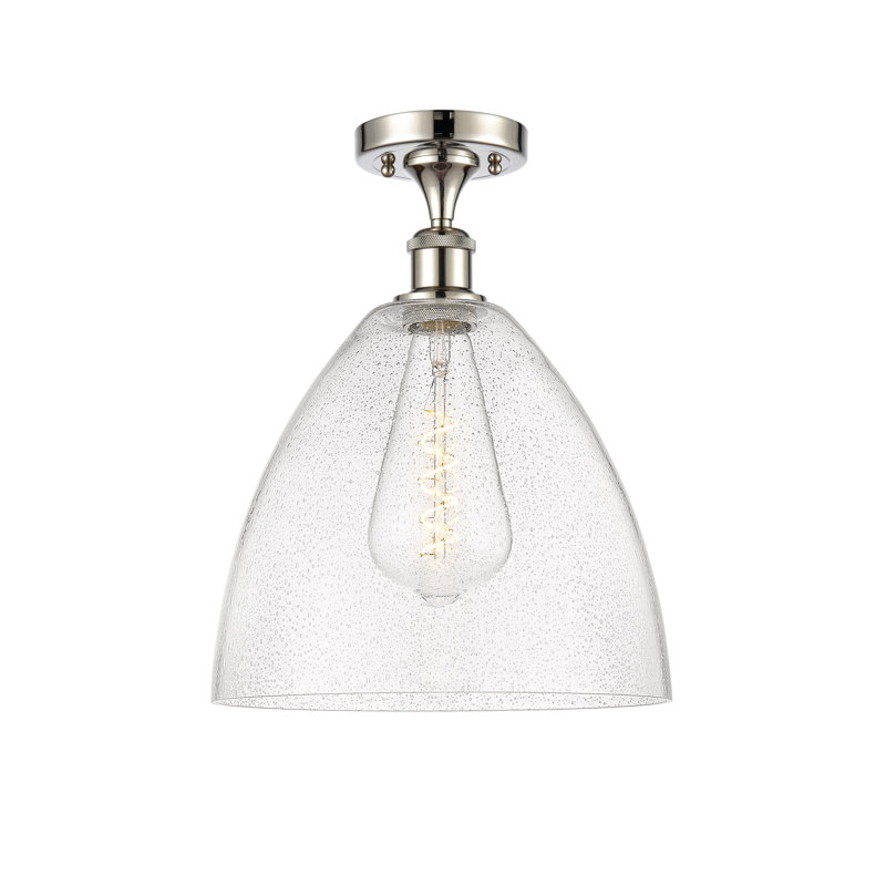 Plafonnier semi-encastré 9 po 1 lumière Amilia, H 14,75 po x l 12 po x P 12 po, Ampoule non incluse, Nickel poli