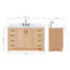 Meuble-lavabo simple 54 po en bois massif bleu minuit avec plateau en quartz blanc Carrara de 1,5 po Freitas, évier central ovale-489904224-421849346-421849344